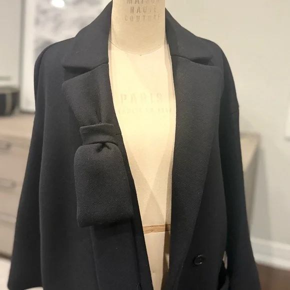 RED Valentino Classic Black Pea Coat Italy Size 42
